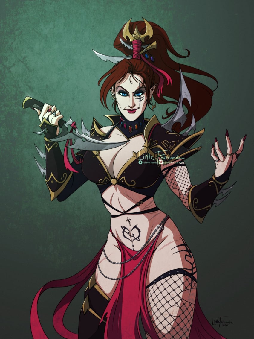 alien alien_girl dark_eldar drukhari eldar elf_ears little_fernarda warhammer_(franchise) warhammer_40k