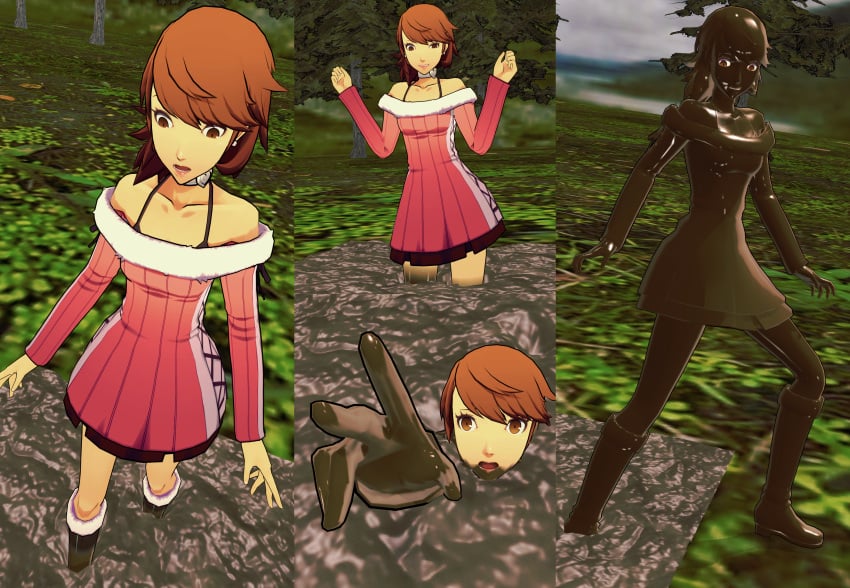 atlus breasts completely_covered_in_mud covered_in_mud dirty dirty_girl female female_only fetish mquicksandm mud muddy persona persona_3 quicksand solo tagme yukari_takeba