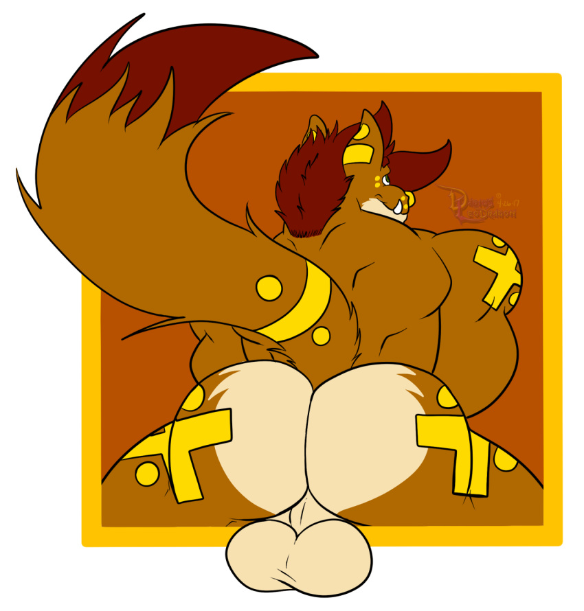 1boy anthro ass backsack balls big_balls big_butt darius_leodragon feline male male_only mammal muscular muscular_male nude perineum rear_view solo