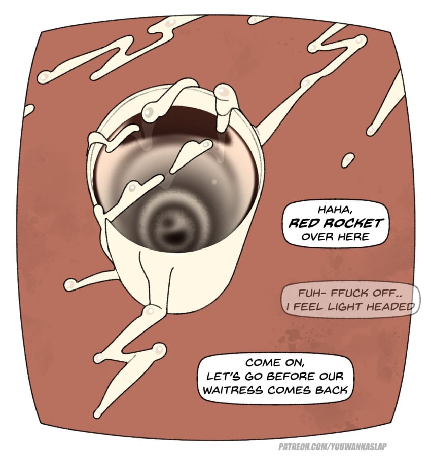 beverage bodily_fluids coffee coffee_cup comic container cum cum_in_a_cup cum_in_container cum_on_table cup dialogue english_text genital_fluids hi_res offscreen_character speech_bubble text youwannaslap zero_pictured