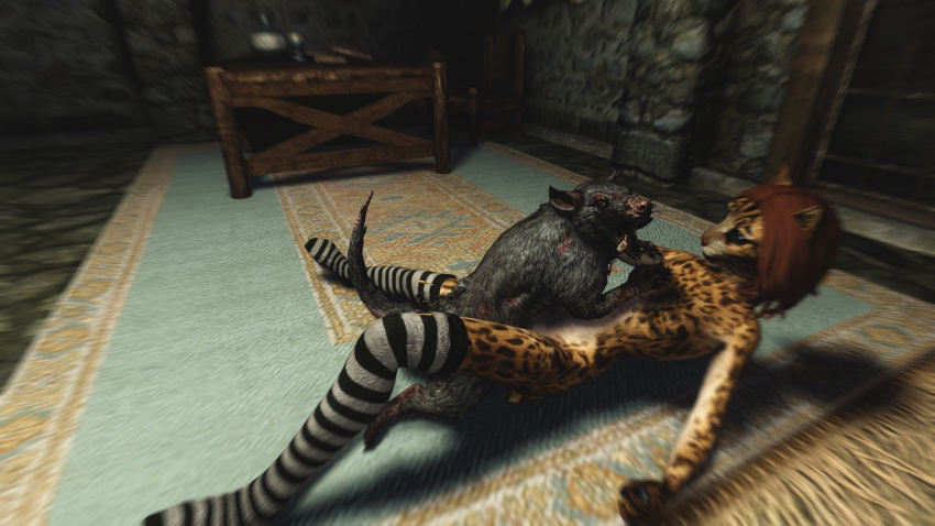 3d anthro discombobulation feline khajiit missionary missionary_position rodent skeever skyrim socks the_elder_scrolls video_games zoophilia