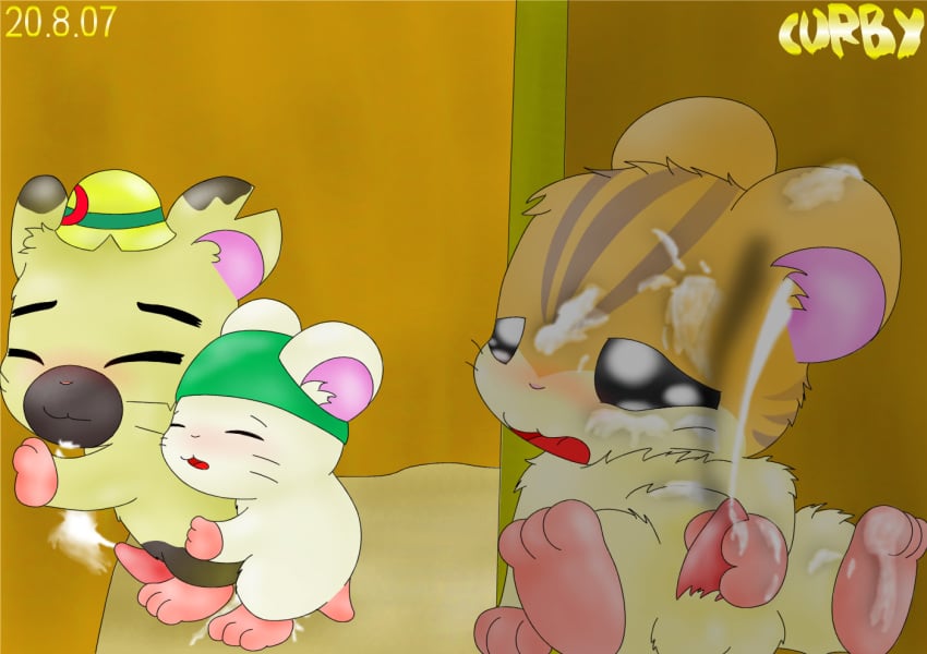 3boys boss_(hamtaro) cappy_(hamtaro) cum curby hamtaro_(series) masturbation penis stan_(hamtaro) yaoi