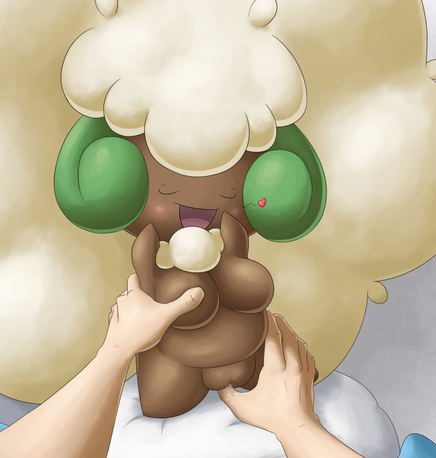 big_breasts blush breasts closed_eyes female fingering hand_on_breast human interspecies mammal nintendo ole open_mouth pokemon pokephilia pussy pussy_juice size_difference whimsicott wool