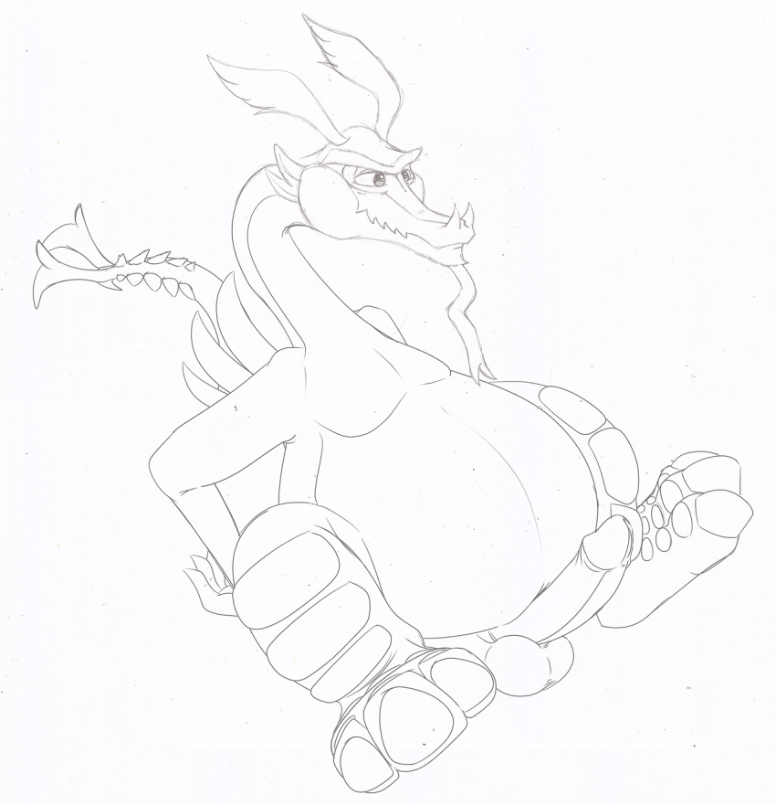 3_toes balls beard belly big_belly chubby dragon erection facial_hair goatee horn male_only neenya nintendo overweight penis plain_background scalie sketch the_legend_of_zelda the_wind_waker toes valoo white_background wind_waker wings