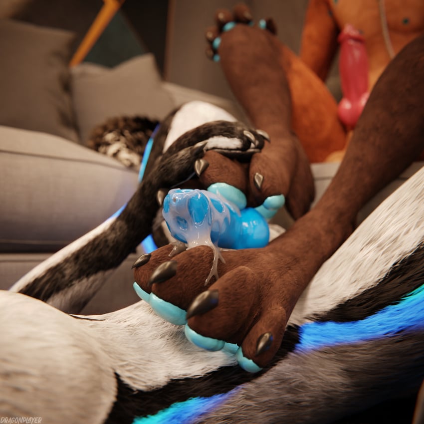 1:1 3d 4k absurd_res animal_genitalia animal_penis anthro anthro_on_anthro balls biped black_body black_fur blender_(artwork) blender_cycles blue_body blue_fur blue_penis bodily_fluids brown_body brown_fur canid canine canine_genitalia canine_penis canis carpet claws clothing cum cum_drip cum_dripping_from_penis cum_on_feet cum_on_penis depth_of_field digital_media_(artwork) dominant dragonplayer dragonplayer_(character) dripping duo erection feet foot_fetish foot_on_penis foot_play footjob fox foxyeen fur furniture genital_fluids genitals grey_body grey_fur hair hand_on_knee hand_on_leg hand_on_paw hi_res hindpaw inside jex jexouium knot living_room looking_down lying lying_on_ground male male/male mammal multicolored_body nude on_ground on_sofa open_mouth orgasm paws penis penis_between_feet reflection rexouium sex sitting sitting_on_sofa slim slim_anthro slim_male slim_sub smile sofa submissive submissive_male tail tan_body tan_fur teeth white_body white_fur