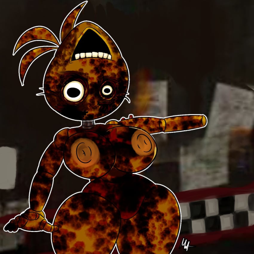 animatronic animatronic_female animatronic_girl big_ass big_breasts blood blood_on_face blood_stain breasts creepypasta female female_only five_nights_at_freddy's five_nights_at_freddy's_2 gore half_naked half_nude horror horror_(theme) solo thick thick_legs thick_thighs toy_chica_(fnaf) toy_chica_(love_taste) yellow_body yellow_skin zajcu37 zajcu37_archiv