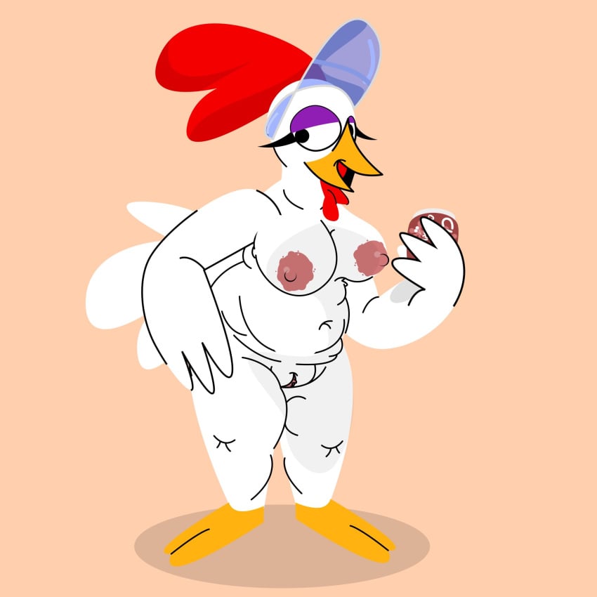 2024 2d 2d_(artwork) 2d_artwork adult_swim anthro areola areolae avian beak big_breasts big_thighs bird bird_girl breasts chicken chicken_(gassy's_gas_'n_stuff) chicken_girl chubby chubby_female digital_art digital_drawing_(artwork) digital_media_(artwork) drink furry furry_female galliform gallus_(genus) gassy's_gas_'n_stuff holding holding_beverage holding_drink holding_object naked naked_female nude nude_female phasianid pink_areola pink_areolae pussy soda soda_can thick thick_thighs vagina visitgrandmas visor visor_cap white_feathers