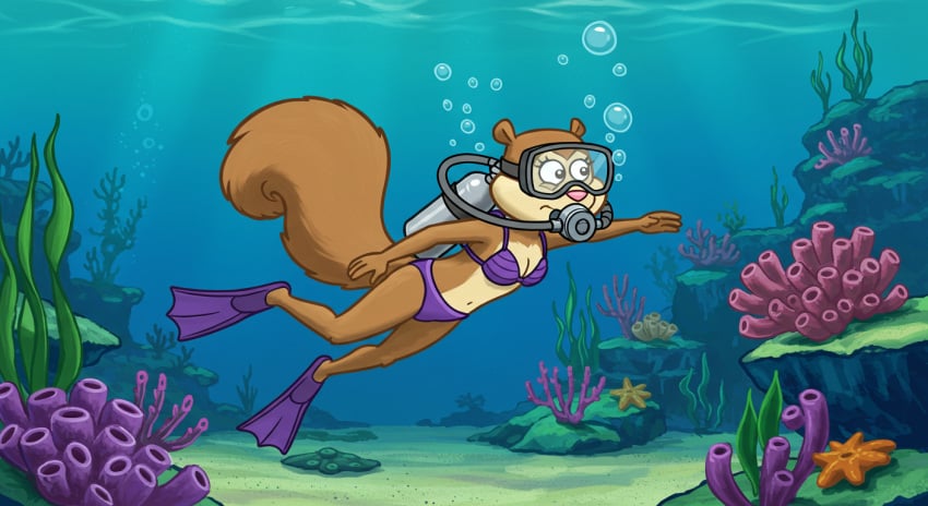 1girls ai_generated anthro bikini breasts bubbles cleavage diving female fins flippers furry jacobsantos30 mask navel nickelodeon ocean purple_bikini purple_swimsuit regulator rodent sandy_cheeks scuba scuba_gear scuba_mask scuba_tank sea small_breasts solo spongebob_squarepants squirrel swimming swimming_fins swimsuit tree_squirrel underwater water