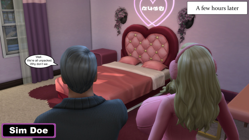 1boy 1boy1girl 1girls 3d age_difference aronet_cullen(sim_doe) before_sex big_breasts bimbo bimbo_body blonde_hair bodysuit brett_cullen(sim_doe) caption comic comic_page comic_panel father_and_child father_and_child_(lore) father_and_daughter female grey_hair male massive_breasts old_man older_male original_characters pink_clothing sim_doe sims sims4 sims_4 speech_bubble speech_bubbles the_sims the_sims_4 younger_female