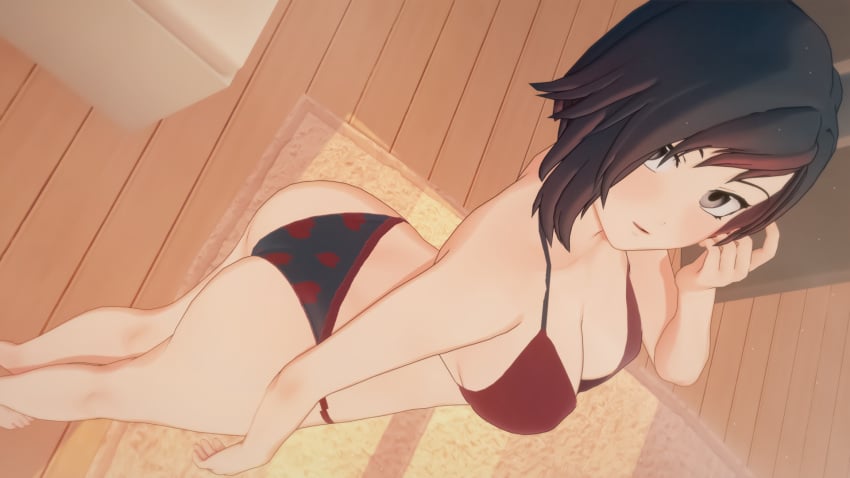 3d ass big_ass big_breasts black_panties clothing nyxxzeiss panties print_panties ruby_rose rwby solo underwear