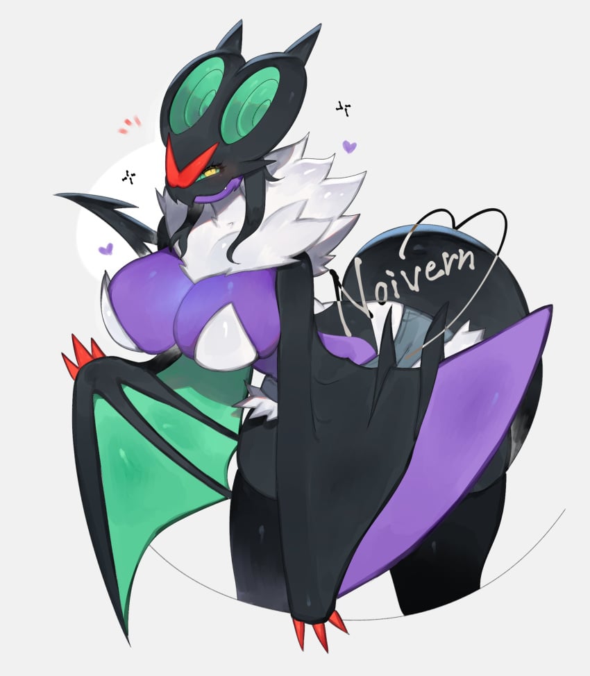 1girls anthro big_breasts black_thighhighs female female_only generation_6_pokemon green_sclera hi_res looking_at_viewer nintendo noivern pokemon pokemon_(species) solo text thick_thighs thighhighs toge77789 togetoge yellow_eyes