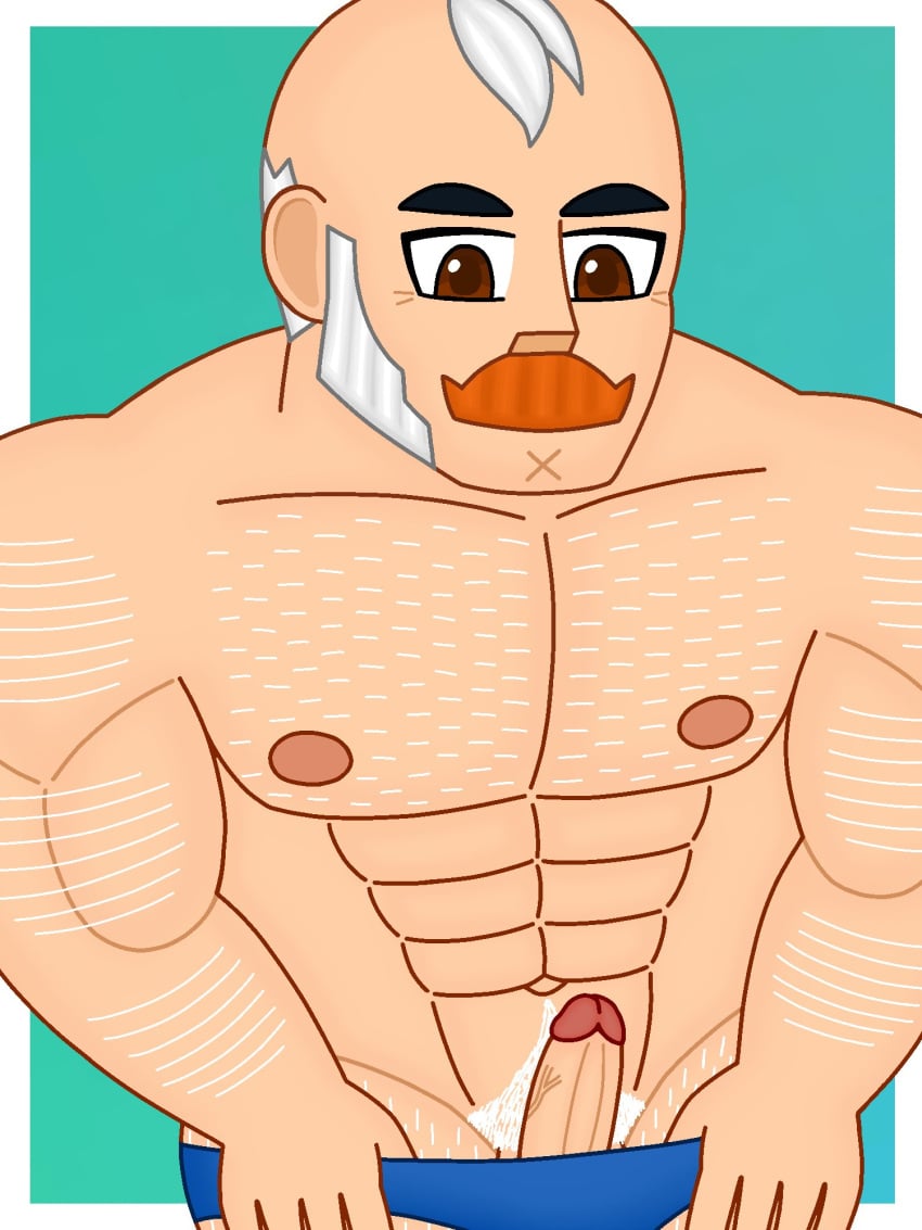 bara bear beard big_ass big_butt big_muscles brawl_stars daddy dilf exhibitionism exposed_breasts gay male male_only mature mature_male moustache muscle muscles muscular muscular_male nsfw old_man older_male penis sam_(brawl_stars) seductive seductive_look