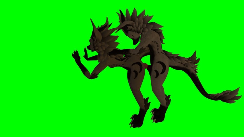 black_fur body_markings furry green_background hand_on_shoulder nardodragon nsfw picture tail vrchat wall_sex white_fur