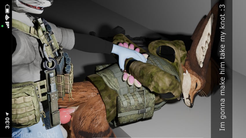 anal anal_sex animal_genitalia animal_penis anthro bodily_fluids canine_genitalia canine_penis clothed clothing cum cum_inside duo escape_from_tarkov forced from_behind_position genital_fluids genitals hi_res knot knotted_penis male male/male male_penetrating military military_uniform office_depot_(artist) pantsless partially_clothed penetration penis pinned pinned_arms rape rexouium selfie sex tactical_gear text uniform