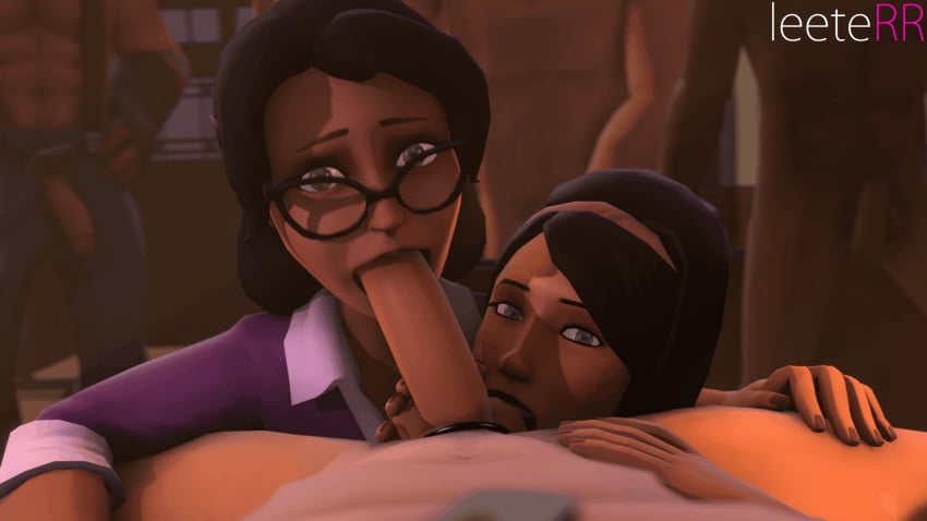 1boy 2girls 3d 4boys animated ball_licking black_hair blue_eyes cfnm clothed cock_ring collaborative_fellatio demoman demoman_(team_fortress_2) erection fellatio glasses green_eyes headband heavy_(team_fortress_2) heavy_weapons_guy housewife incest leeterr looking_at_viewer male_focus miss_pauling mother mother_and_son multiple_girls multiple_males nail_polish nude oral oral_sex penis pov pyro pyro_(team_fortress_2) scout scout's_mother scout_(team_fortress_2) source_filmmaker team_fortress team_fortress_2 teamwork testicles text threesome tongue tongue_out valve voyeur