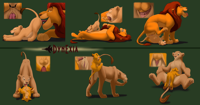 anatomically_correct anatomically_correct_pussy anus balls blue_eyes cub disney dynexia feline female female_feral feral furry furry_only incest lion lioness mammal mufasa nala older_male oral penetration presenting pussy raised_tail sarabi sex sheath simba the_lion_king