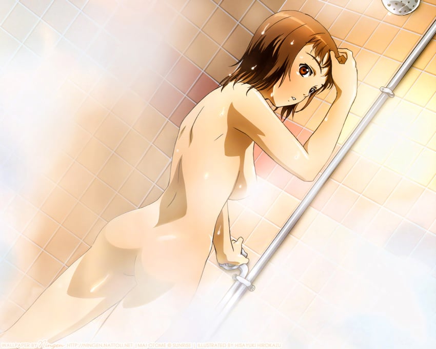 1girls 5:4 akane_higurashi akane_soir higurashi_akane hisayuki_hirokazu mai-hime mai_hime mai_otome my-hime my-otome nude shower small_breasts wet