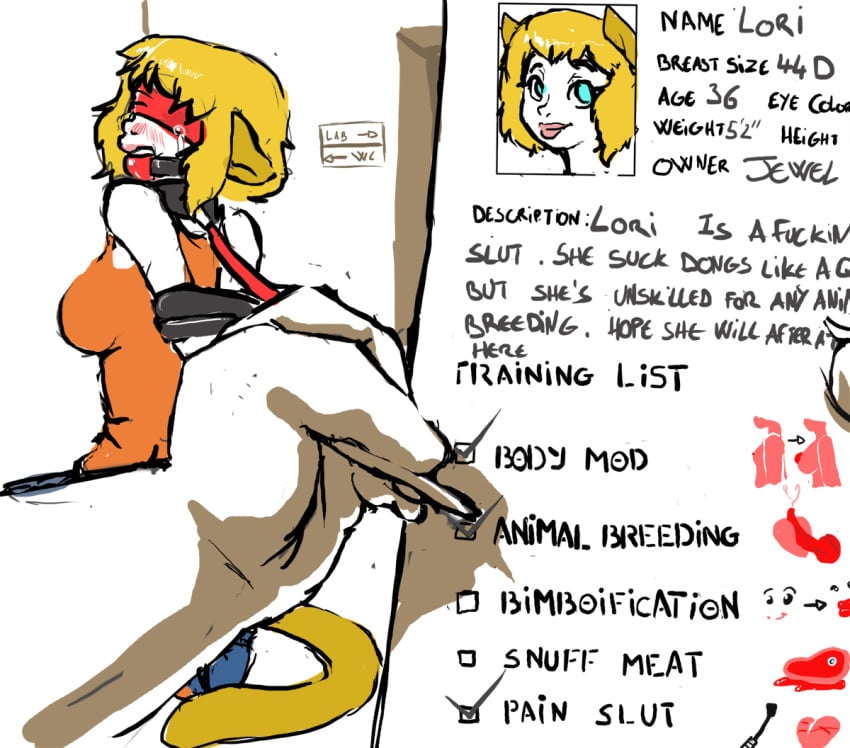 animal_ears arms_behind_back ball_gag blindfold blonde_hair blue_eyes blush bound cat_ears cat_tail collar crying darkminou english_text female gag hair human leash lori mammal near_monochrome ratty_jewel sad_sub sketch text whitekitten