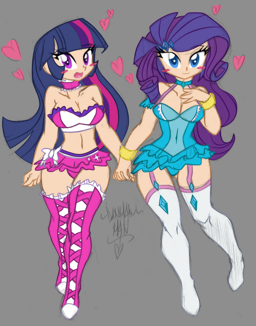 2girls choker cosplay friendship_is_magic human lingerie my_little_pony ponyguy67 rarity_(mlp) smooth_skin twilight_sparkle_(mlp)