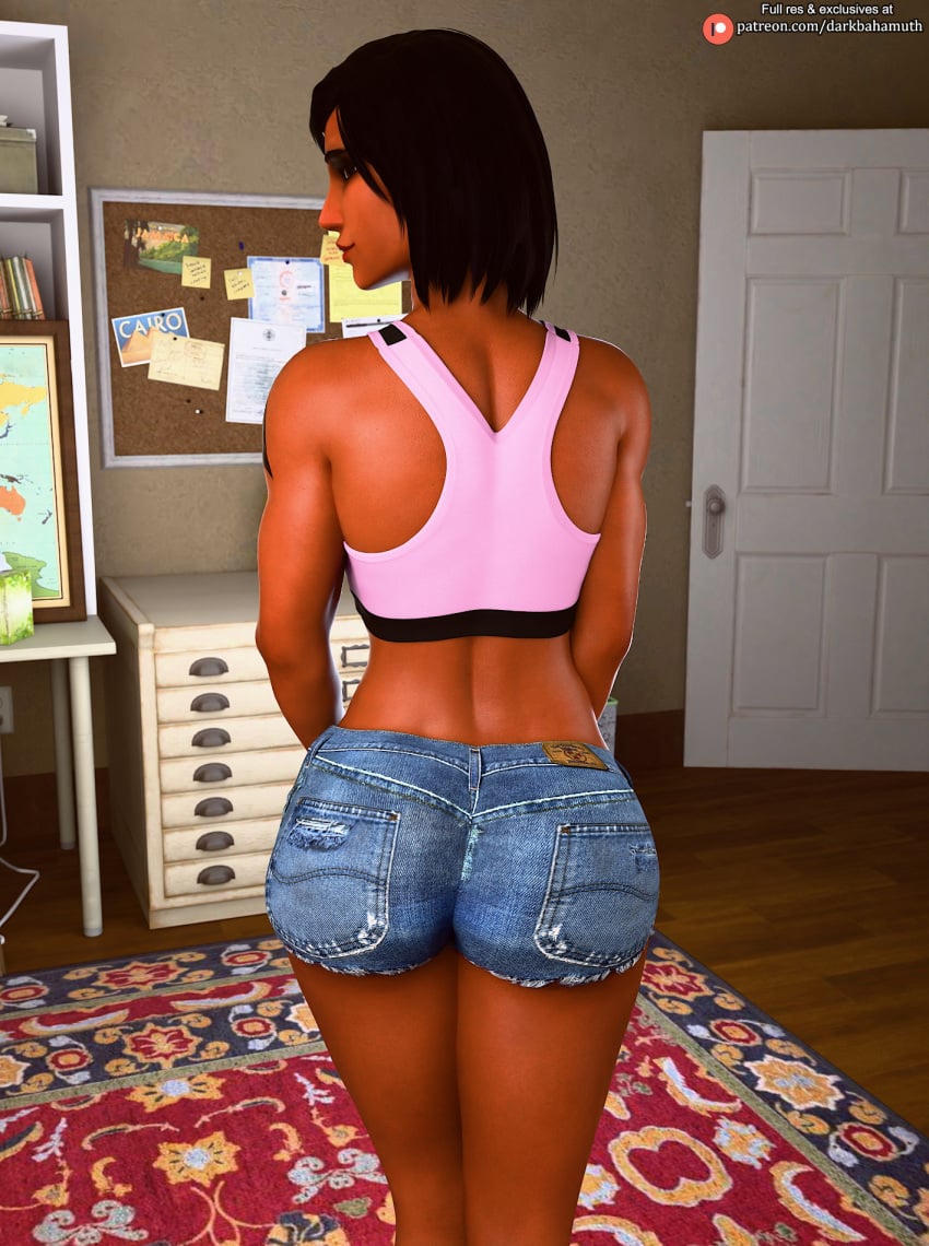 3d 3d_(artwork) ass darkbahamuth overwatch pharah pinup sfw shorts