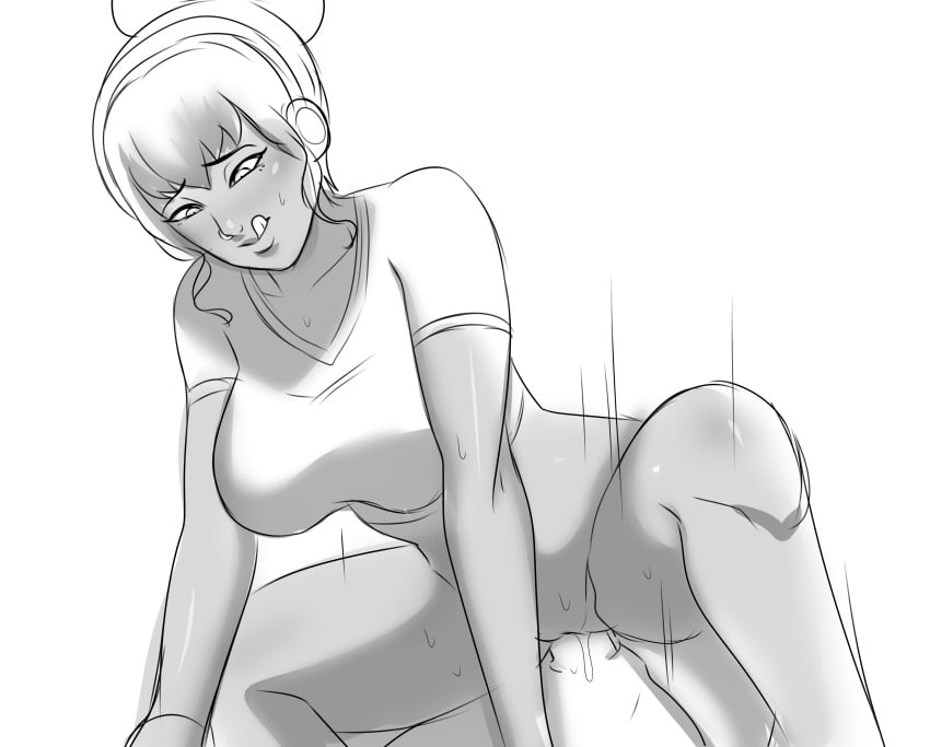 big_breasts black_and_white cowgirl_position crop_top dark_skin deareditor female_protagonist hair_bun headphones jala_jayaratne lips no_panties nose_piercing penis_in_pussy riding sketch sweat thirsty_suitors tomboy tongue vaginal_juices vaginal_penetration woman_on_top