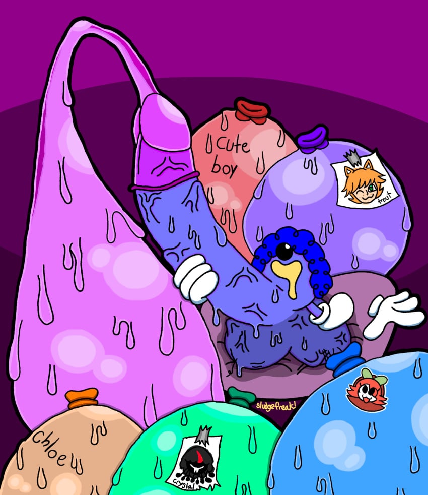 1futa 1futanari ball_with_hyper_features blue_hair blue_skin cock_vore condom condom_balloon condom_on_penis cum_disposal disposal drawing drawings drool drooling excessive_cum floating_hands futanari gloves humiliation hyper hyper_balls hyper_cock hyper_genitalia hyper_penis hyper_testicles implied_vore oc original_character original_characters pillow pleasure_face pleasured_face sitting_on_pillow sludgefreak slushfriend_(sludgefreak) small_but_hung sweaty sweaty_balls sweaty_genitalia veins veins_on_dick veiny veiny_balls veiny_penis