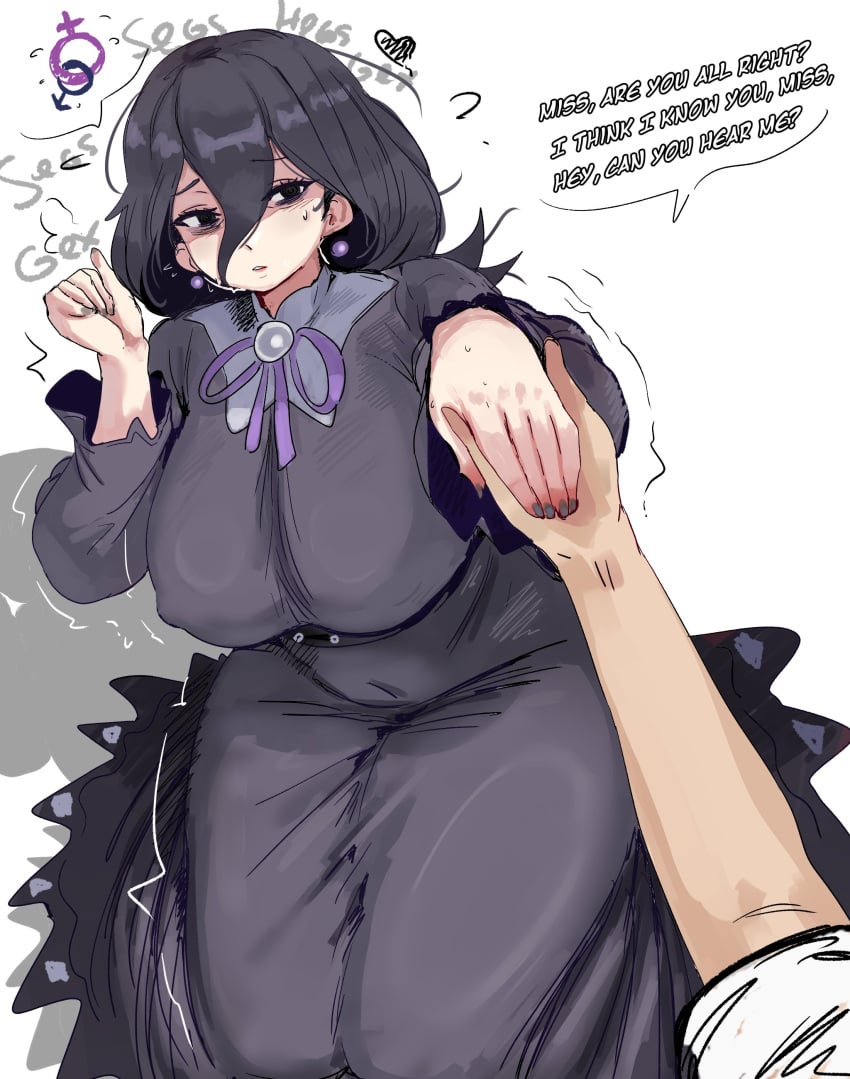 1boy 1girls big_breasts deooxido grey_nails handholding hex_maniac hex_maniac_(z-a) huge_breasts large_ass large_breasts large_butt large_thighs nail_polish npc_trainer pokemon pokemon_legends:_z-a