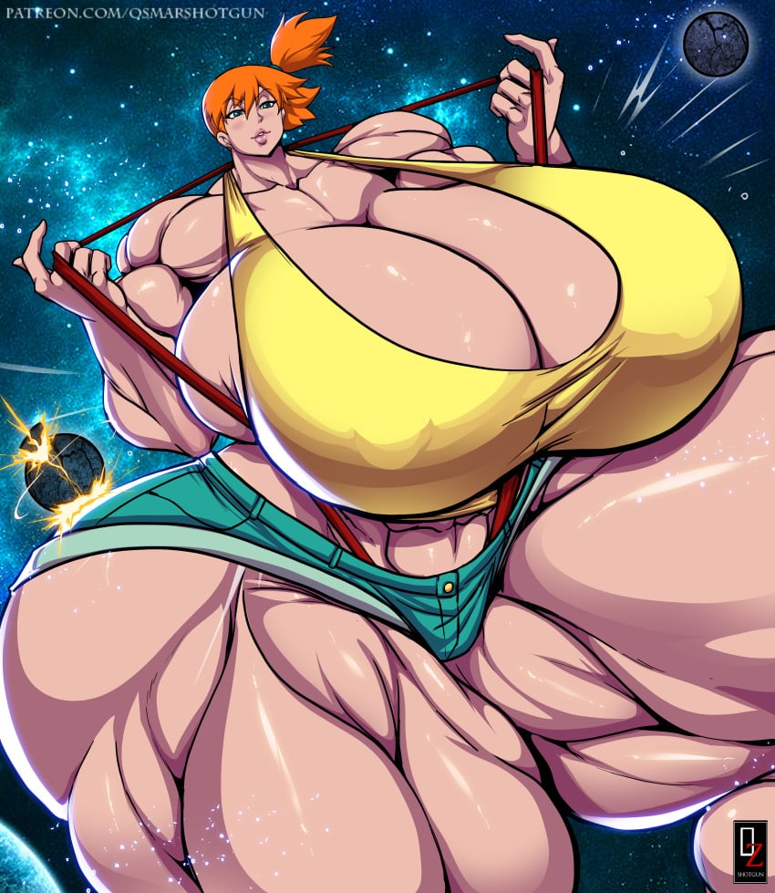 1female 1girls alternate_breast_size breasts_bigger_than_head female female_focus female_only huge_breasts human human_only hyper hyper_muscles light-skinned_female light_skin misty_(pokemon) nintendo osmar-shotgun planet_destruction pokemon solo solo_female tagme