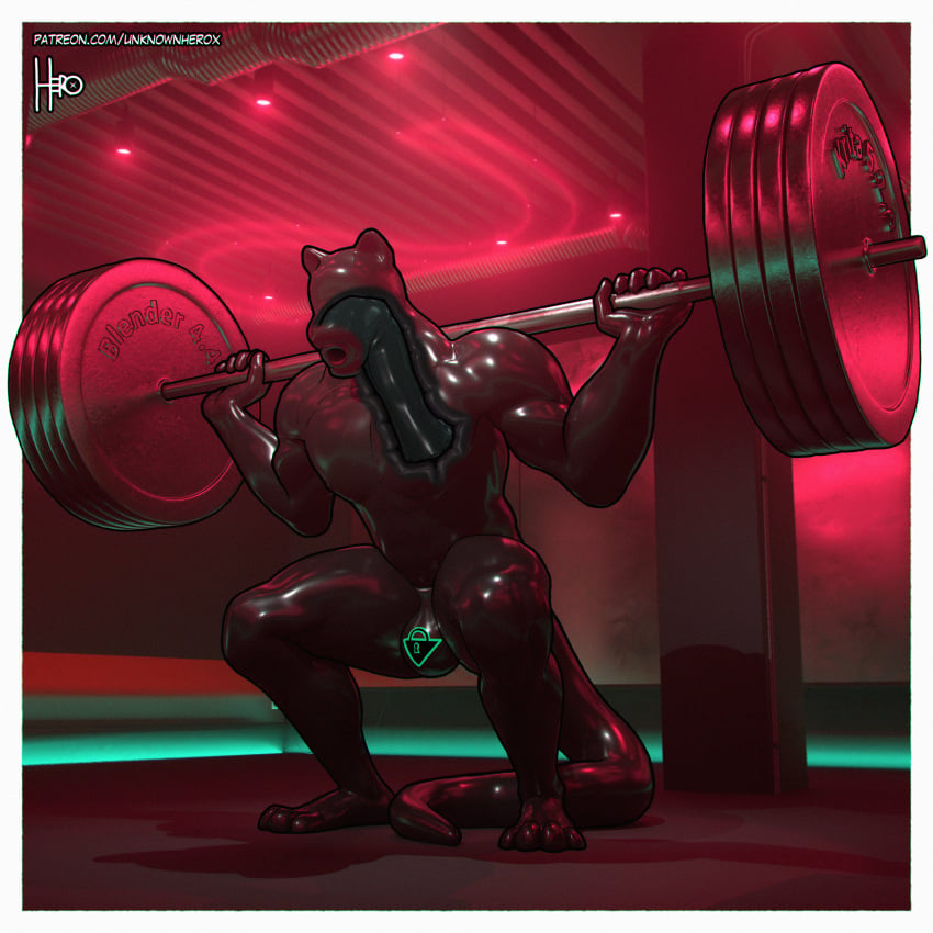 absurd_res anthro barbell barbell_squats brainwashing clothing drone dronesuit dronification exercise felid gag gagged hi_res latex latex_clothing latex_skinsuit lion lock_bulge male male_only mammal mane matthew-x muscular muscular_anthro muscular_male null_bulge pantherine plug_gag plug_insertion skinsuit submissive_male tight_clothing weightlifting workout