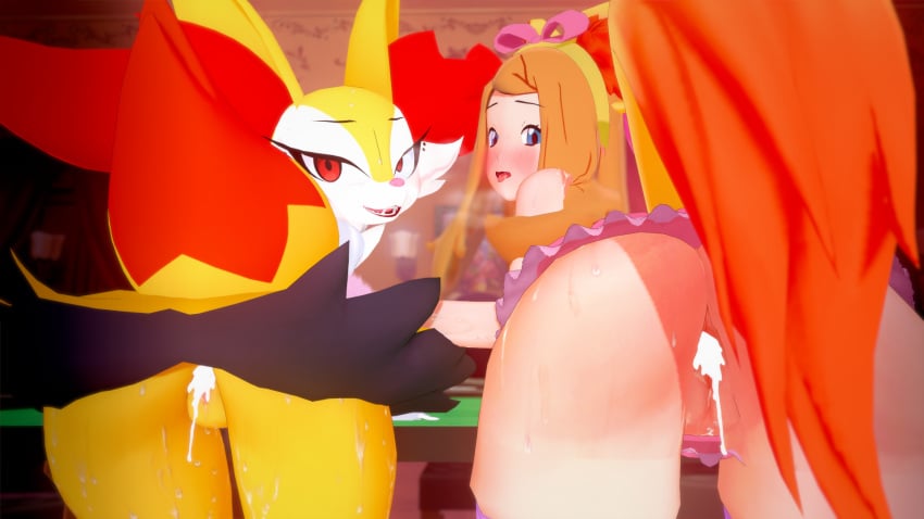 braixen cum_in_pussy fox fox_ears fox_tail serena_(pokemon) serena_(pokemon_games)