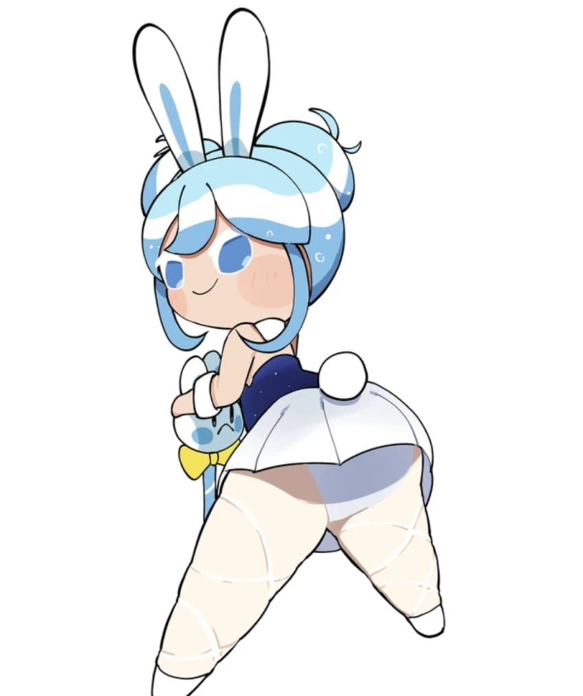 blue_eyes blue_hair bunnysuit cookie_run cookie_run_kingdom cream_soda_cookie