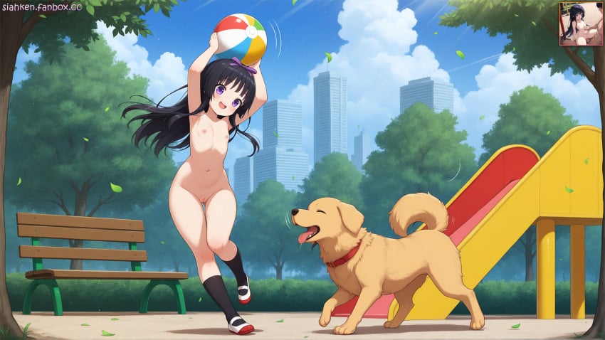 1dog 1girls ai_generated magika_no_kenshi_to_basileus otonashi_kaguya siahken tagme