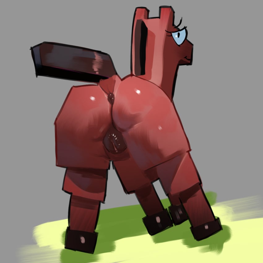 animal_genitalia anthro digital_media_(artwork) equid equine female feral genitals hi_res horse horse_(minecraft) kranson looking_at_viewer mammal microsoft minecraft mojang nude pussy simple_background smile solo tail xbox_game_studios