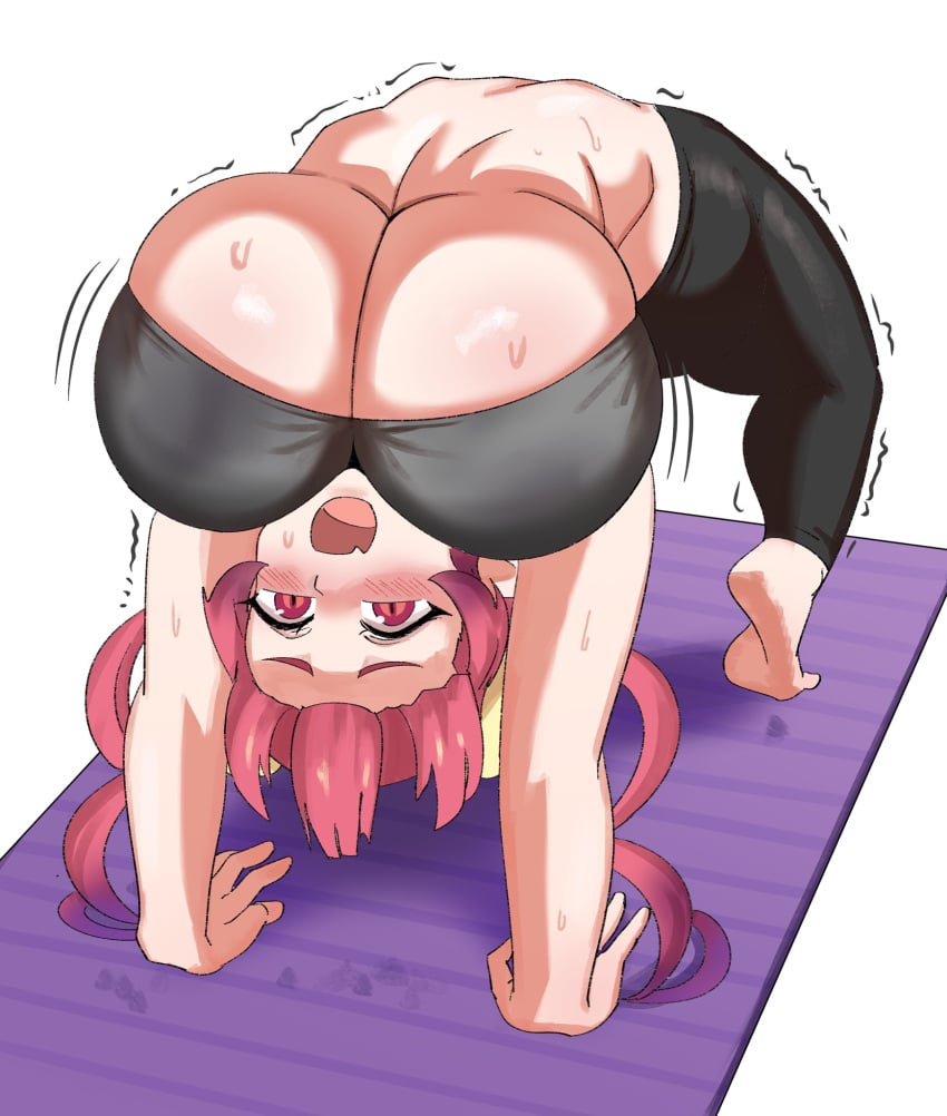 1girls 2024 absurd_res bending_backwards breasts female female_focus horns huge_breasts ilulu_(dragon_maid) matching_hair/eyes miss_kobayashi's_dragon_maid pink_eyes pink_hair shortstack solo solo_female solo_focus sweat sweatdrop top_heavy yoga yoga_mat ytrall