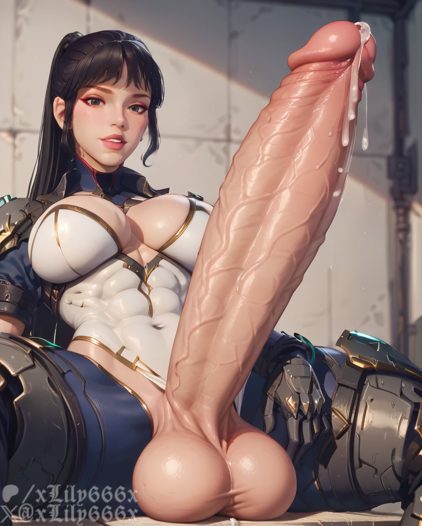 1futa 2d 4k ai_generated armor armored_boots balls ballsack big_balls big_breasts big_penis blush bodily_fluids breasts breasts_apart bunny_(the_first_descendant) clothing cum erect_penis erection foreskin from_below futa_only futanari huge_cock large_breasts large_penis large_testicles long_hair looking_at_viewer looking_down navel open_mouth partially_retracted_foreskin penis ponytail precum scrotum solo solo_futa solo_futanari testicles the_first_descendant thick_thighs thighsveins veiny_penis xlily666x