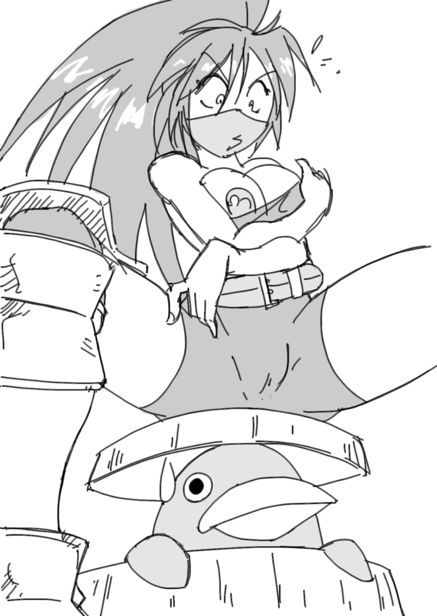 brainsucks disgaea hoshikage kunoichi_(disgaea) monochrome nipples nippon_ichi_software prinny