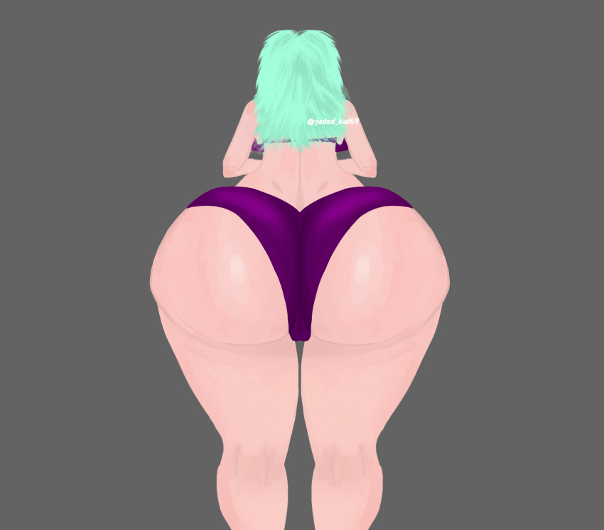 bending_over bent_over big_ass big_butt female female_focus female_only jadedkat69 light_blue_hair original original_character original_female_character pale-skinned_female pale_skin panties presenting presenting_ass presenting_hindquarters purple_panties solo thick_ass thick_thighs