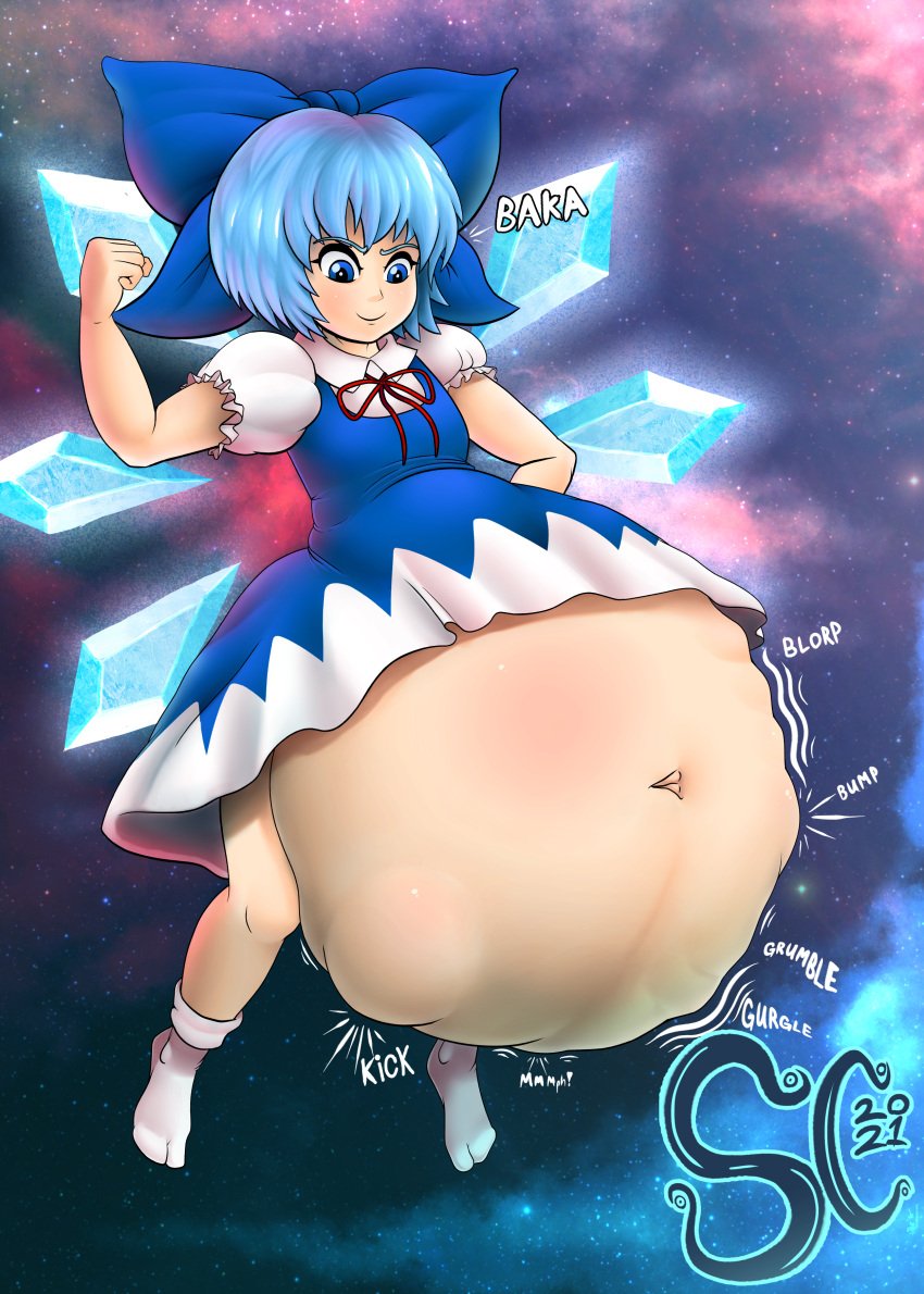 blue_eyes blue_hair cirno fairy reimu_hakurei spaghetticultists touhou vore vore_belly