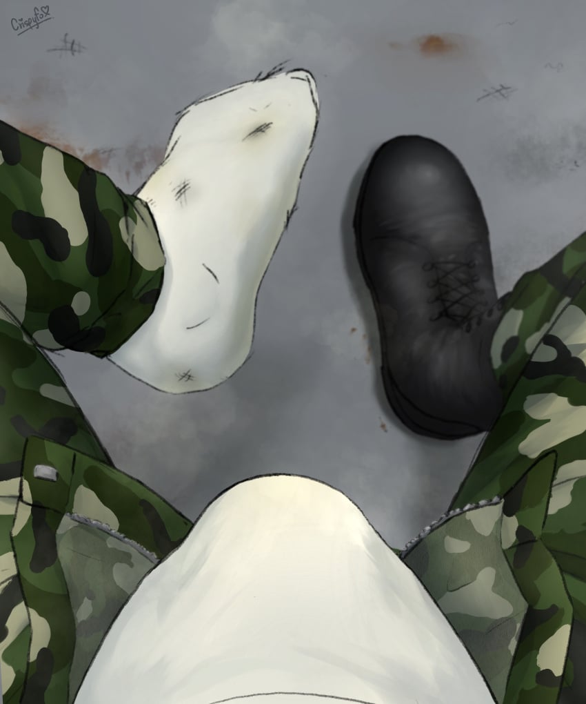 2024 absurd_res anthro black_clothing black_footwear boots bottomwear briefs bulge camo camo_bottomwear camo_clothing camo_pants camo_print clothing colored combat_boots crispyfox digital_drawing_(artwork) digital_media_(artwork) digital_painting_(artwork) dirt dirty dirty_clothing dirty_socks dirty_underwear feet felid feline first_person_view footwear green_bottomwear green_clothing green_pants grey_background grey_floor hi_res male male_only male_pov mammal military military_clothing military_pants military_uniform pants pattern_bottomwear pattern_clothing pattern_pants procreate_(artwork) scratches shoes signature simple_background smelly smelly_feet socks solo underwear uniform white_briefs white_clothing white_footwear white_socks white_underwear zipper zipper_down