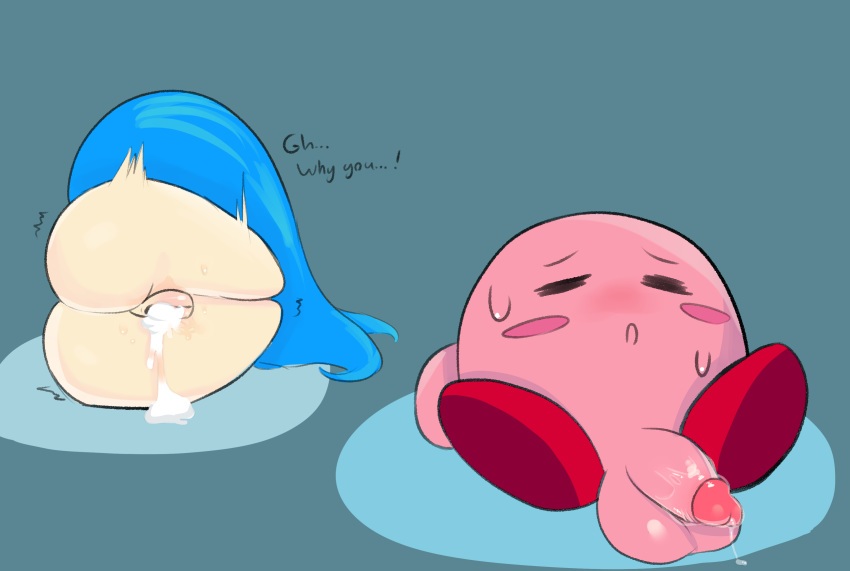 after_sex ass baby balls blush butt cum cum_in_pussy cum_inside cute cute_face dizzytizzy female francisca_(kirby) kirby kirby_(series) kirby_star_allies male penis pussy sweat testicles