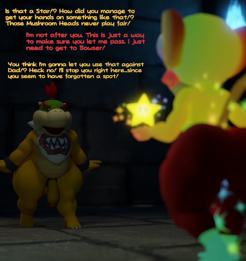 2boys 3d 3d_(artwork) bib bowser_jr. butt doommusk hi_res invisible invisible_male koopa lire_(doommusk) male male/male mario_(series) mario_bros mask monkey nintendo oc open_mouth penis primate red_hair shocked shocked_expression star super_mario_bros. super_mario_galaxy super_mario_sunshine text thick_body thick_thighs turtle wide_hips yellow_body