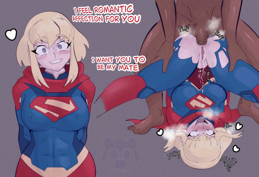 anal_penetration anal_piledriver anal_sex blonde_female blonde_hair dark-skinned_male dc_comics evil_raccoon interracial interspecies jimmy_olsen jimmy_olsen_(my_adventures_with_superman) kara_zor-el my_adventures_with_superman piledriver_position sex straight supergirl supergirl_(my_adventures_with_superman) superman_(series) wholesome