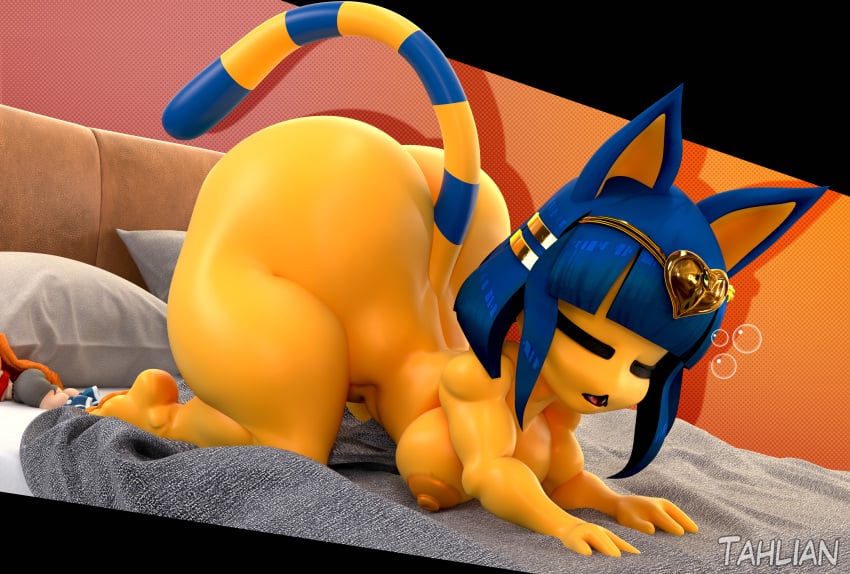 1girls 3d animal_crossing ankha ankha_(animal_crossing) ankha_(vonvivianov) anthro ass barefoot bed big_ass blue_hair breasts cat_ears catgirl cleo_claws_(vonvivianov) completely_nude completely_nude_female egyptian feline female female_only full_body furry naked naked_female nipples nude nude_female shortstack sleeping solo solo_female tahlian tail thick_thighs thighs thunder_thighs yawn yellow_fur