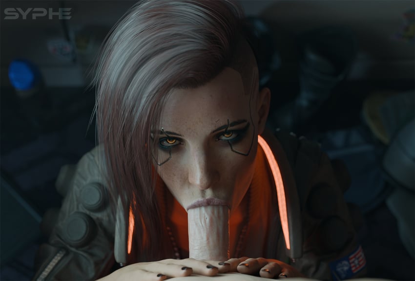 1boy 1boy1girl 1girl1boy 1girls big_penis black_nails blowjob blowjob_face cd_projekt_red clothed clothed_female clothed_female_nude_male clothing cyberpunk cyberpunk_2077 eye_contact fellatio fellatio_face female female/male female_focus futuristic_clothing glowing_eyes implants light-skinned_male looking_at_partner looking_at_viewer looking_up male male/female oral oral_sex orange_eyes penis penis_in_mouth pov pov_blowjob pov_eye_contact sex syphe v_(cyberpunk_2077)