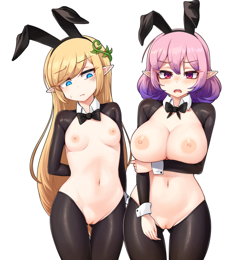 big_breasts bippew boobs breasts lucid_(maplestory) maplestory mercedes_(maplestory) pussy reverse_bunnysuit small_breasts