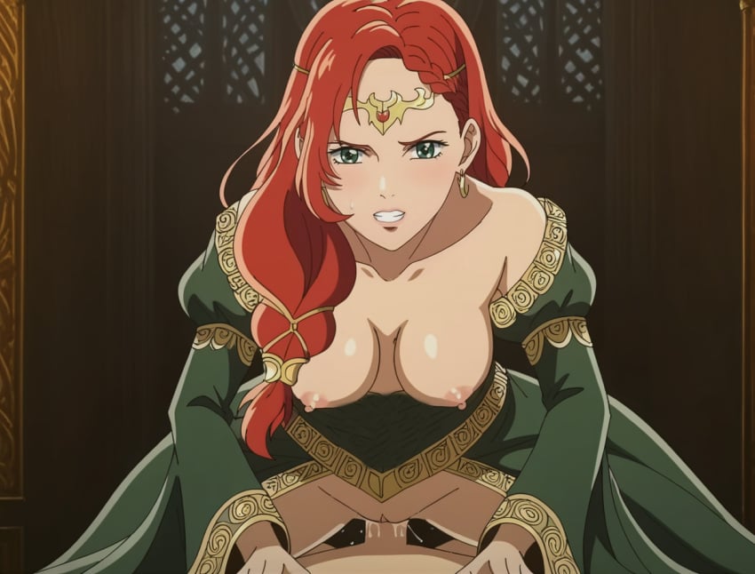 accurate_art_style ai_generated big_breasts hera_(war_of_the_rohirrim) hera_hammerhand lord_of_the_rings middle_earth nordic red_hair war_of_the_rohirrim