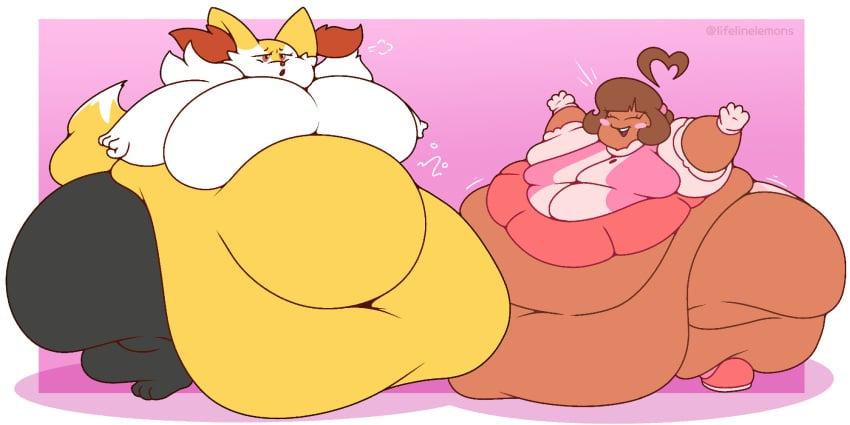 bbw big_breasts braixen breasts cleavage female furry huge_breasts lifelinelemons overweight pokemon pokemon_(species) ssbbw thick_thighs wide_hips