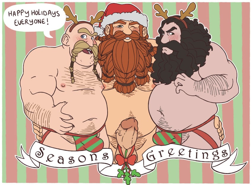 3boys alvin_the_treacherous balls ballsack bara beard beefy big_balls big_penis black_hair blonde_hair braided_beard brown_hair christmas chubby daddy dilf dreamworks erection facial_hair gay gobber_the_belch holidays how_to_train_your_dragon human jockstrap male male/male male_nipples male_only manly mature_male musclegut muscular_male mustache nude_male penis puri_porn purico santa_hat scrotum stoick_the_vast testicles veiny_penis