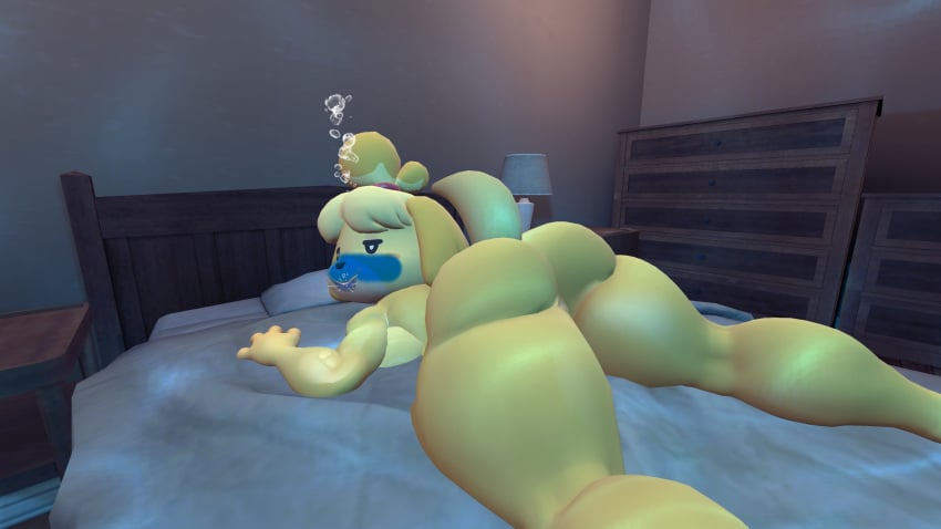 1girls 3d 3d_(artwork) air_bubbles animal_crossing anthro asphyxiation ass bedroom big_ass blue_blush blush bubbles domestic_dog drowning female flooded furry half-closed_eyes inhaling isabelle_(animal_crossing) nintendo nude on_bed shih_tzu sideboob solo source_filmmaker tailscookie thick_thighs thighs tired tired_eyes underwater water