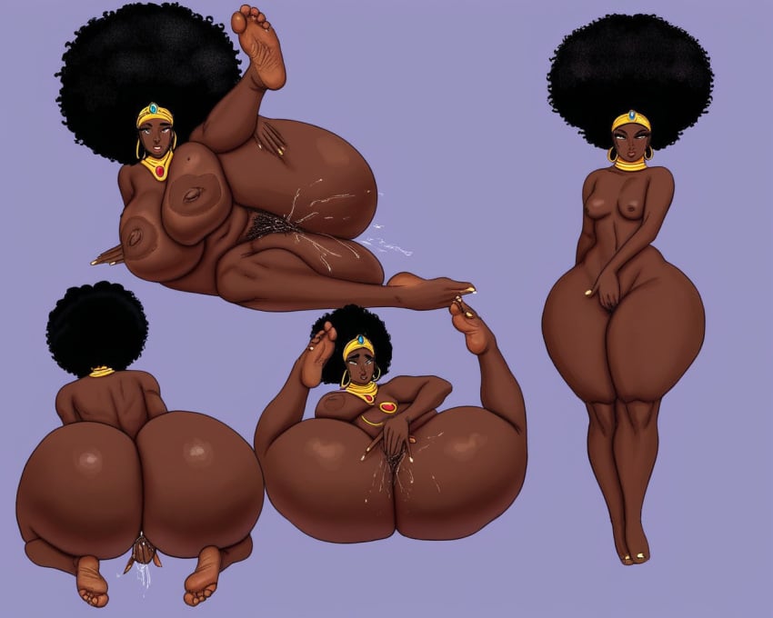 african african_female afro ai_generated anus ass_focus big_feet clapping_ass dark-skinned_female feet goblin_feet pussy